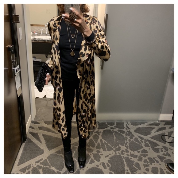 51Twenty Jackets & Blazers - hP] CYRENE LEOPARD PRINT LONG SLEEVE LONG DUSTER